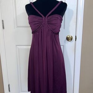VTG Unyx Y2K Purple Braided Strap Mini Dress S Purple Empire Waist Bodycon Sexy